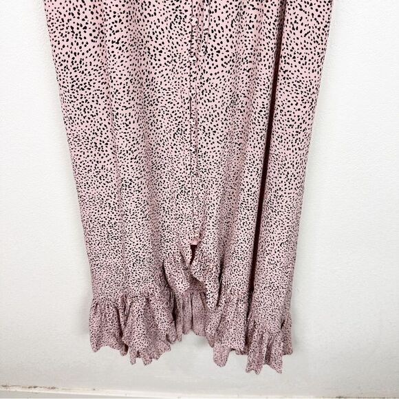 Rails Pink Midi Ruffle Dotted Spaghetti Dress Large Flirty Girlie - Picture 4 of 9
